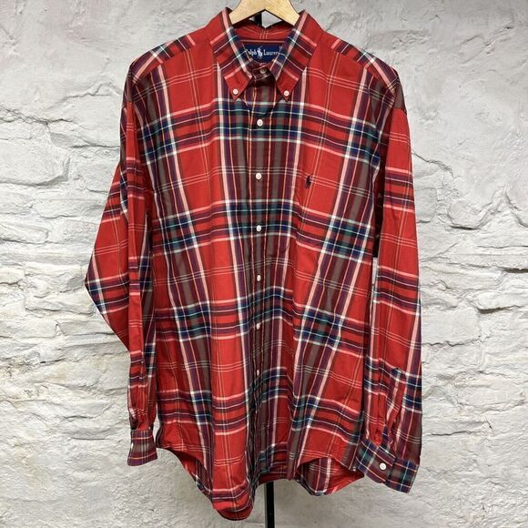 Ralph Lauren Blaire Shirt Men’s Button Down Large Vintage Red Plaid - Picture 1 of 6